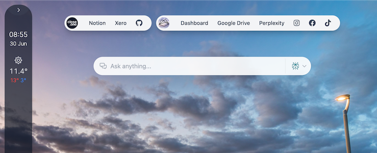 Dayscape screenshot showing the headerbar